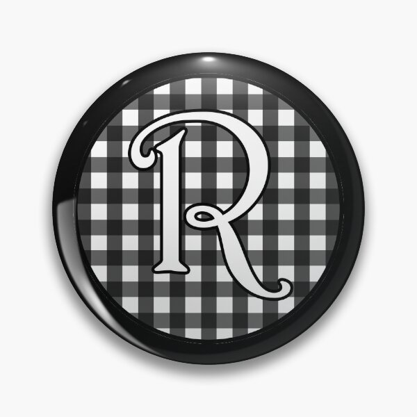 Item preview, Letter 'R' Black and White Gingham Circle Monogram designed and sold by Bumblefuzzies.