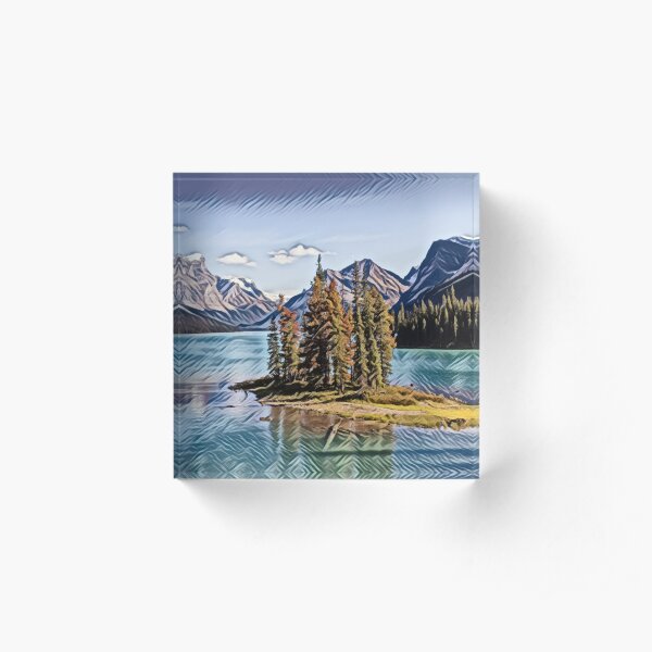 Spirit Island- Jasper National Park, Canada Acrylic Block