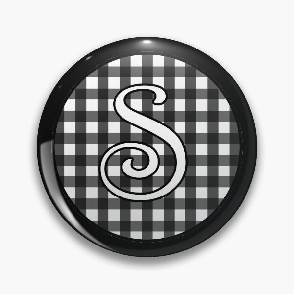 Item preview, Letter 'S' Black and White Gingham Circle Monogram designed and sold by Bumblefuzzies.