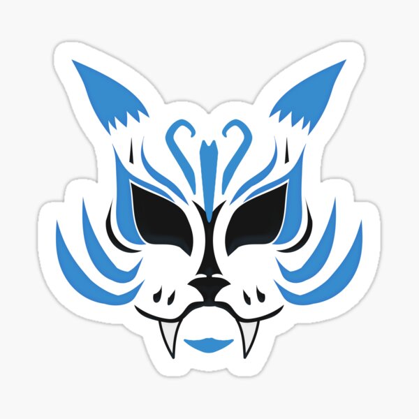 Kitsune Face - Blue Sticker