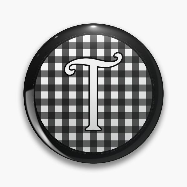 Item preview, Letter 'T' Black and White Gingham Circle Monogram designed and sold by Bumblefuzzies.