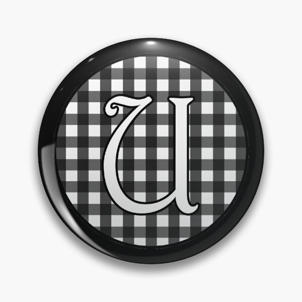 Item preview, Letter 'U' Black and White Gingham Circle Monogram designed and sold by Bumblefuzzies.