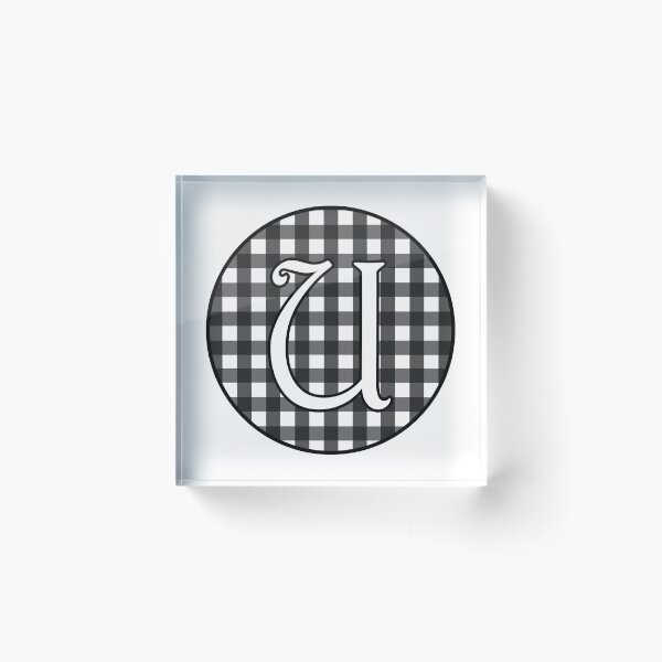 Item preview, Letter 'U' Black and White Gingham Circle Monogram designed and sold by Bumblefuzzies.