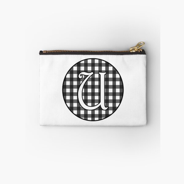 Item preview, Letter 'U' Black and White Gingham Circle Monogram designed and sold by Bumblefuzzies.
