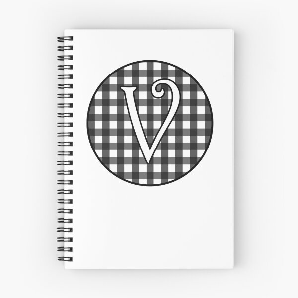 Artikelvorschau, Buchstabe 'V' Schwarzweiss-Gingham-Kreis-Monogramm entworfen und verkauft von Bumblefuzzies.