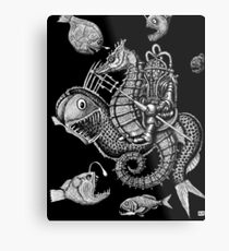 Poseidon ink pen surreal drawing Metal Print