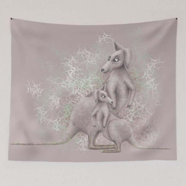 Item preview, Kangaroo mum and baby designed and sold by ArtBySatuM.