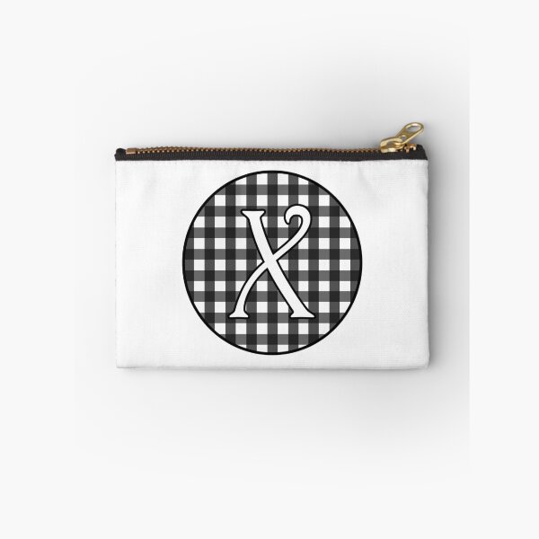 Item preview, Letter 'X' Black and White Gingham Circle Monogram designed and sold by Bumblefuzzies.