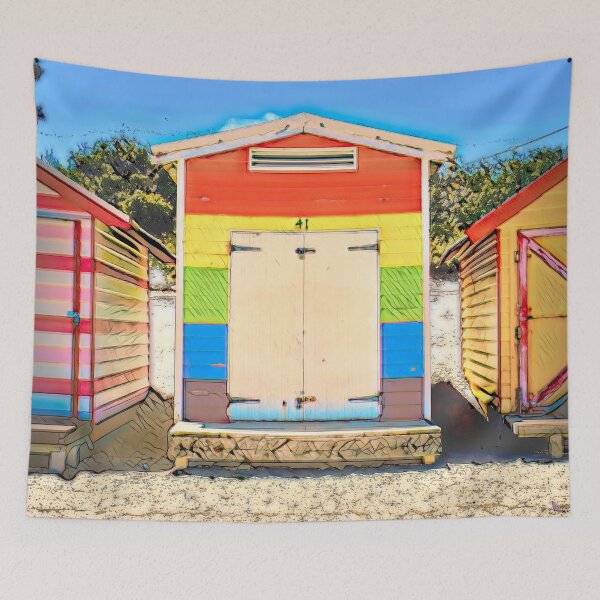 Artikelvorschau, Regenbogen-Strand-Hütte, Brighton Beach, Melbourne entworfen und verkauft von Marlene Watson-Hall.