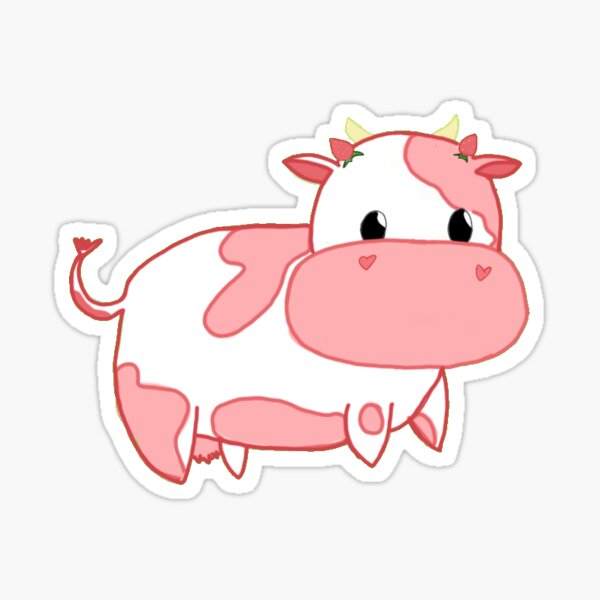 Strawberry Cow Cartoon Stickers | Redbubble