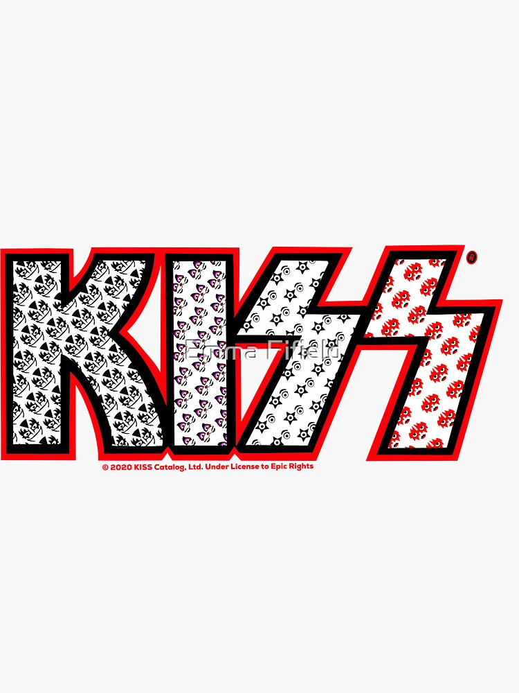 Kiss Band Member Faces In The Kiss Logo Sticker For Sale By   Bg,f8f8f8 Flat,750x,075,f Pad,750x1000,f8f8f8 