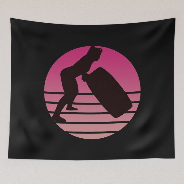 Item preview, retro, female, exercise, lifting, pink, sunset, CrossFit, fitness, workout, cross, motivation, designed and sold by prteacool.