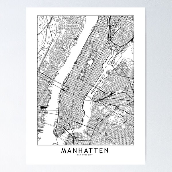 Item preview, Manhatten White Map designed and sold by multiplicitymap.