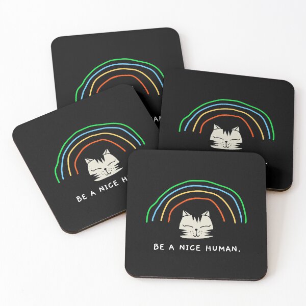 Item preview, BE A NICE HUMAN, cute cat with rainbow designed and sold by Junsu Lim.