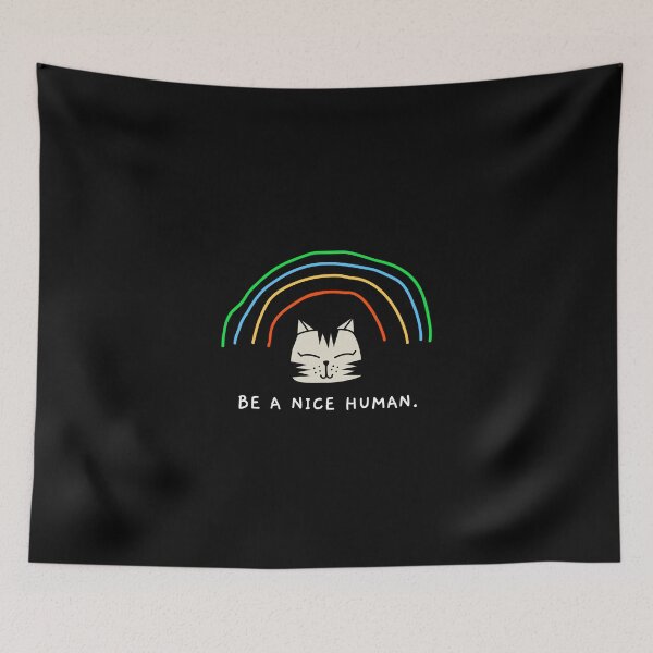 Item preview, BE A NICE HUMAN, cute cat with rainbow designed and sold by Junsu Lim.