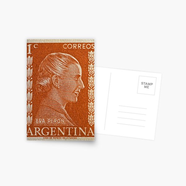 1952 Eva Peron Stamp Postcard