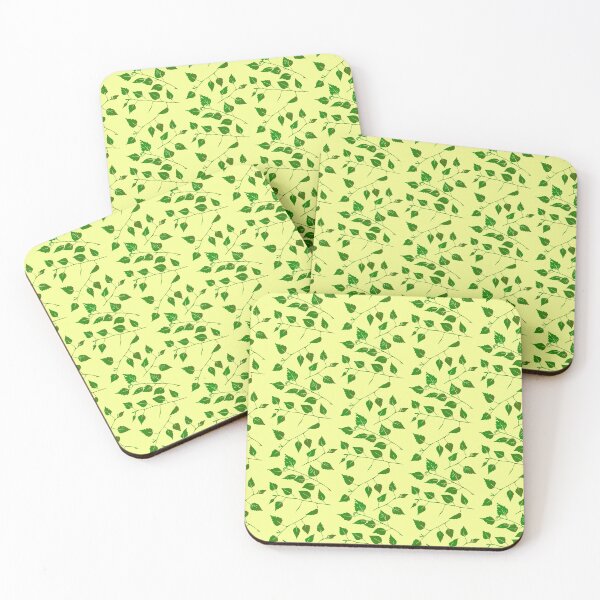 Item preview, Birch Tree Leaf and Stem Forest Pattern (on pale yellow) designed and sold by Davey's Designs.