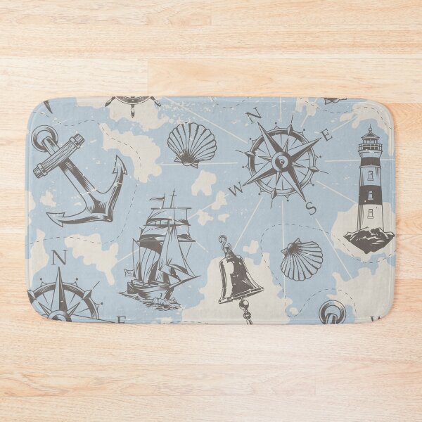 Item preview, Vintage Nautical And Sea Map Pattern designed and sold by Vector Scout Lab.