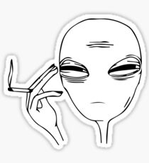 Smoking Alien Sticker