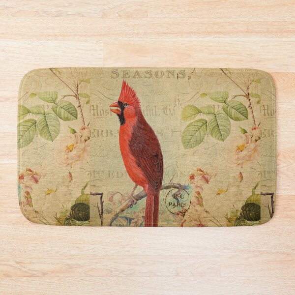 Item preview, Cardinal Bunting Bird Vintage Postcard Carte Postale Floral Shabby Chic Seasons designed and sold by WizardsWorld.