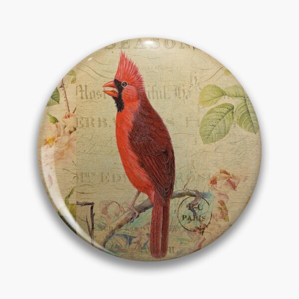 Item preview, Cardinal Bunting Bird Vintage Postcard Carte Postale Floral Shabby Chic Seasons designed and sold by WizardsWorld.