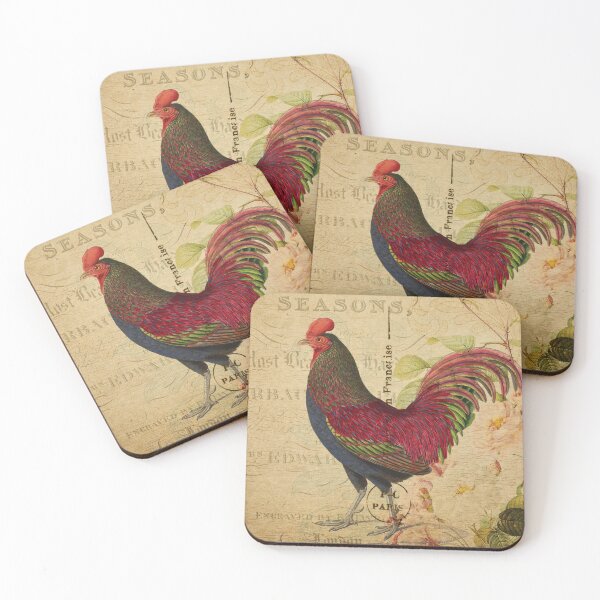 Item preview, Rainbow Rooster Cock Vintage Postcard Carte Postale Floral Shabby Chic Seasons designed and sold by WizardsWorld.