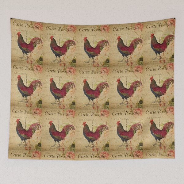 Item preview, Rainbow Rooster Cock Vintage Postcard Carte Postale Floral Shabby Chic Seasons designed and sold by WizardsWorld.