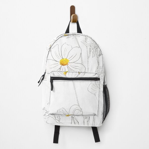 Item preview, hand painted white cosmos flowers ink and watercolor designed and sold by ColorandColor.