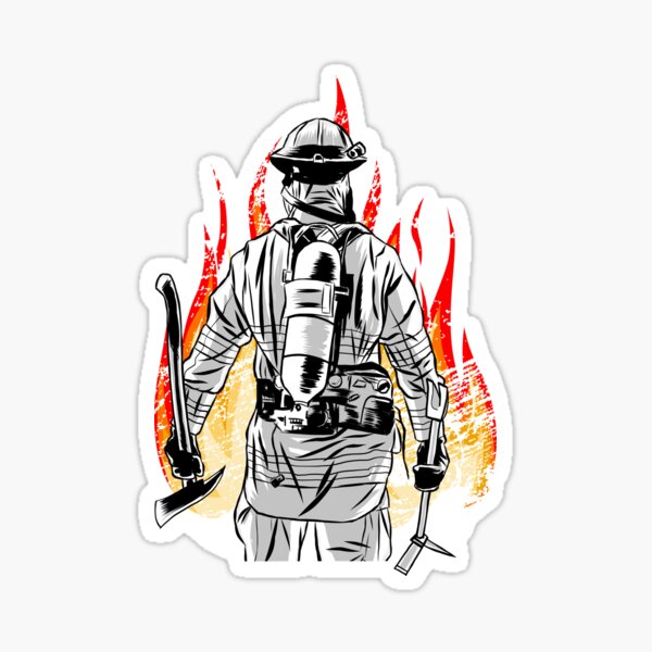 Firefighter Fireman Flames Fire Thin Red Line Gift for Men Sticker