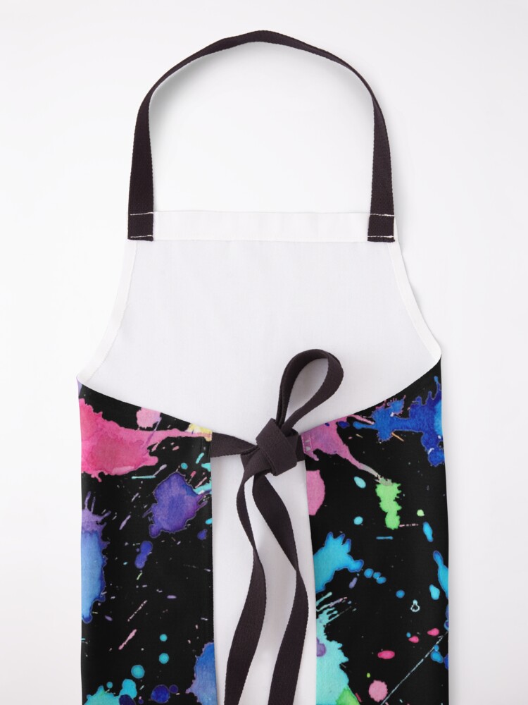 Thumbnail 5 of 6, Apron, Black Background Paint Splatter designed and sold by SaltySerenity.