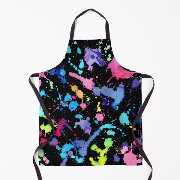 Black Background Paint Splatter Apron
