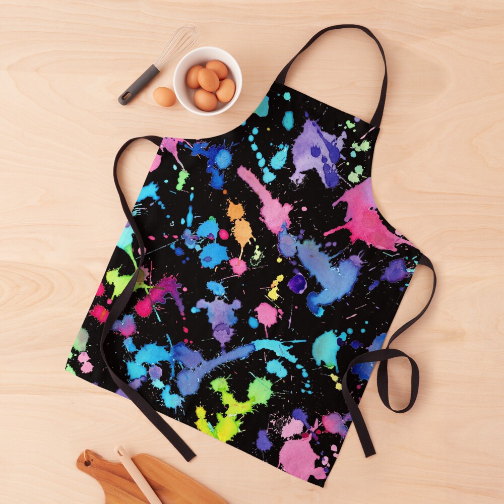 Black Background Paint Splatter Apron