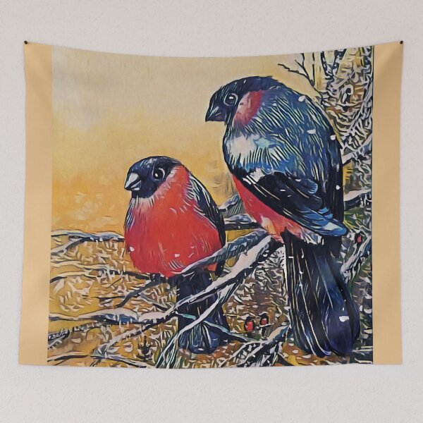 Item preview, Winter bullfinches designed and sold by helenkaiy.