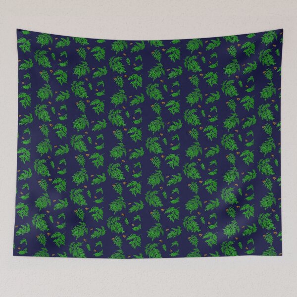 Item preview, Coniferous Cedar Leaf Pattern (on navy blue) designed and sold by Davey's Designs.