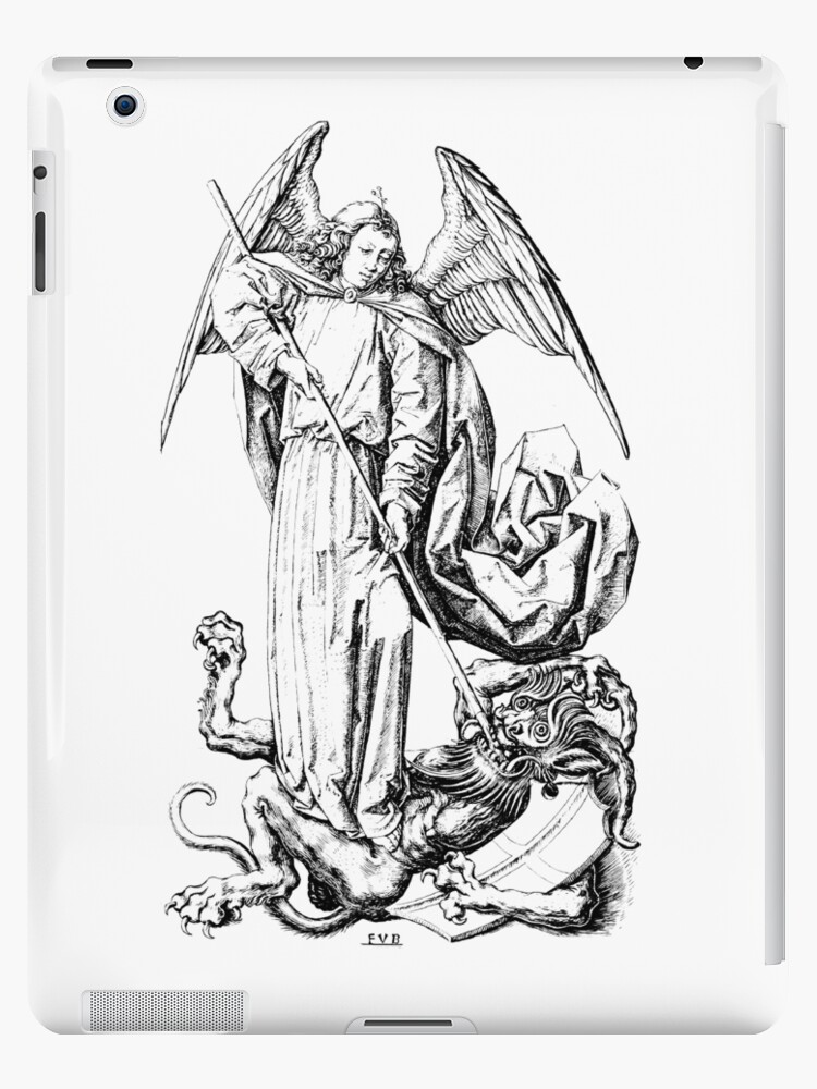 St Michael the Archangel Standing of the top of a devil | iPad Case & Skin