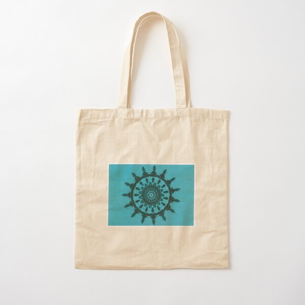 Black on turquoise Picasso Kalaeidoscope Cotton Tote Bag