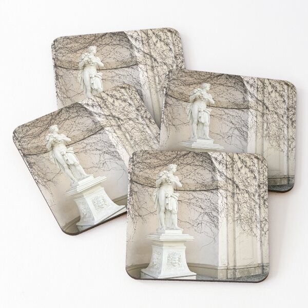 Item preview, Statue and wall with creeper plant in Vienna autumn season vintage designed and sold by goceris.