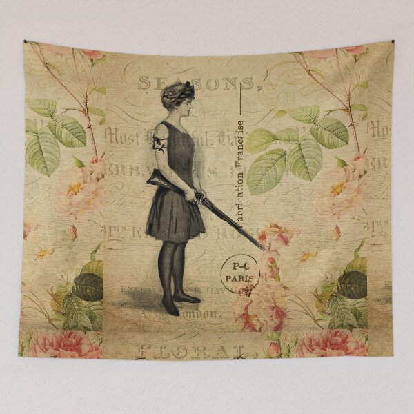 Item preview, The Hunting Lady Black Widow Vintage Postcard Carte Postale Floral Shabby Chic Seasons designed and sold by WizardsWorld.
