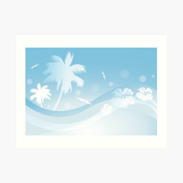 Tropical background in blue colors Art Print