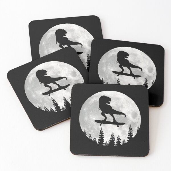 Item preview, Funny T Rex Dinosaur Skating Moon designed and sold by silverhexagon.