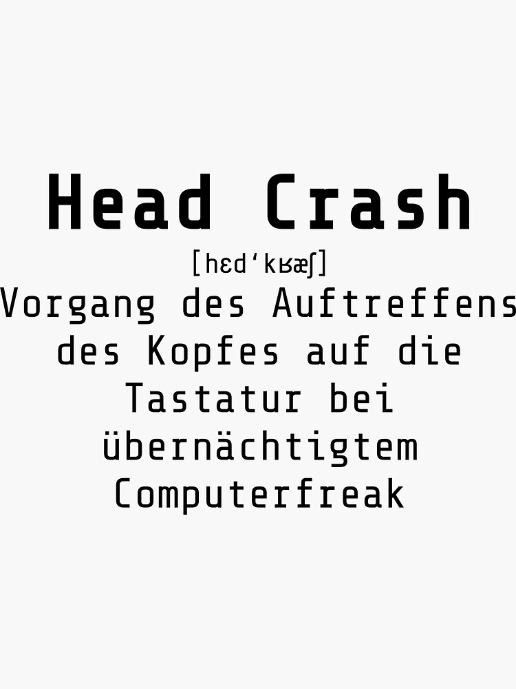 "Head Crash IT Nerd acronym" Sticker for Sale by mederDESIGNS Redbubble