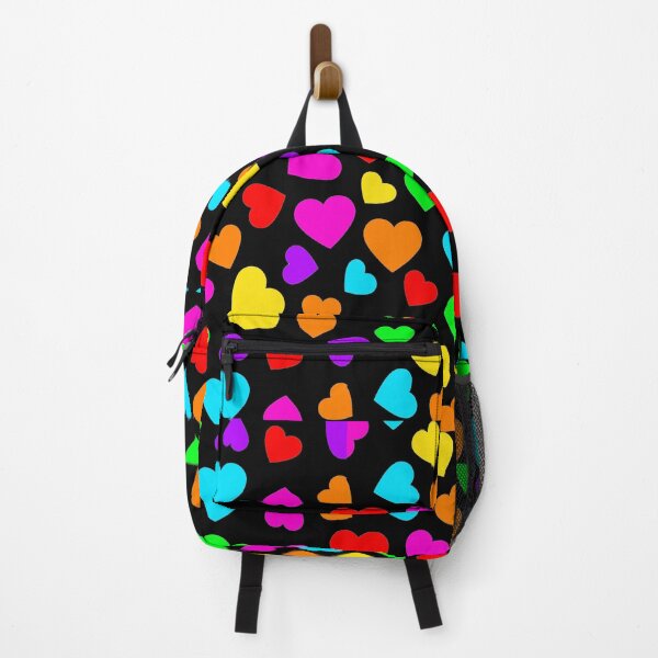 Item preview, Rainbow Hearts Bright Colors on Black designed and sold by funnytshirtemp.