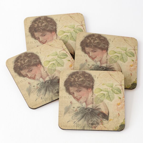 Item preview, Cat Lady Portrait of Paris Vintage Postcard Carte Postale Floral Shabby Chic Seasons designed and sold by WizardsWorld.