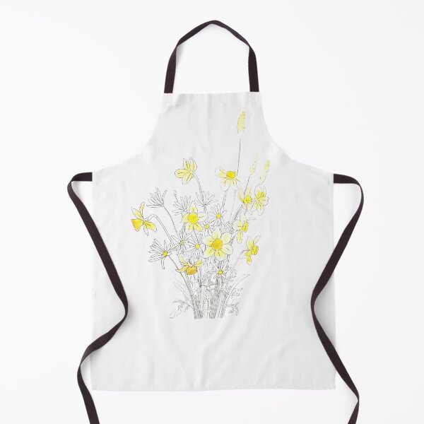Item preview, hand painted white daisy and yellow daffodils ink and watercolor designed and sold by SelenePaintings .