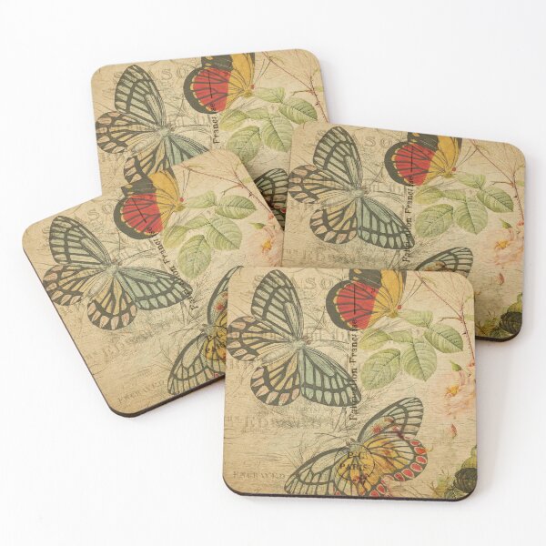 Item preview, Butterfly Butterflies Vintage Postcard Carte Postale Floral Shabby Chic Seasons designed and sold by WizardsWorld.