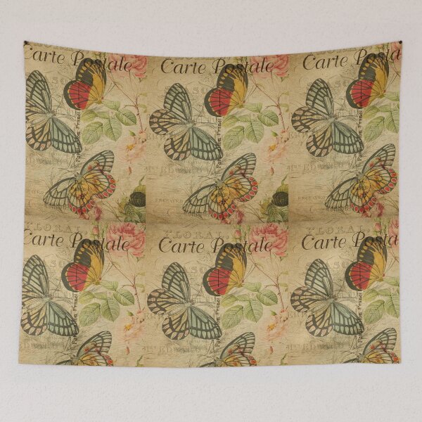 Item preview, Butterfly Butterflies Vintage Postcard Carte Postale Floral Shabby Chic Seasons designed and sold by WizardsWorld.