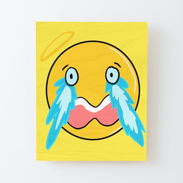 Why me??? Emoji Wood Mounted Print