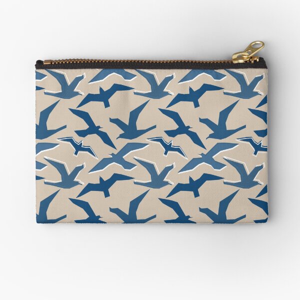 Blue Seagull Silhouettes Zipper Pouch