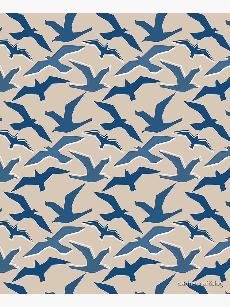 Blue Seagull Silhouettes by carinacraftblog