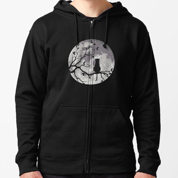 The Cat And The Moon Zipped Hoodie
